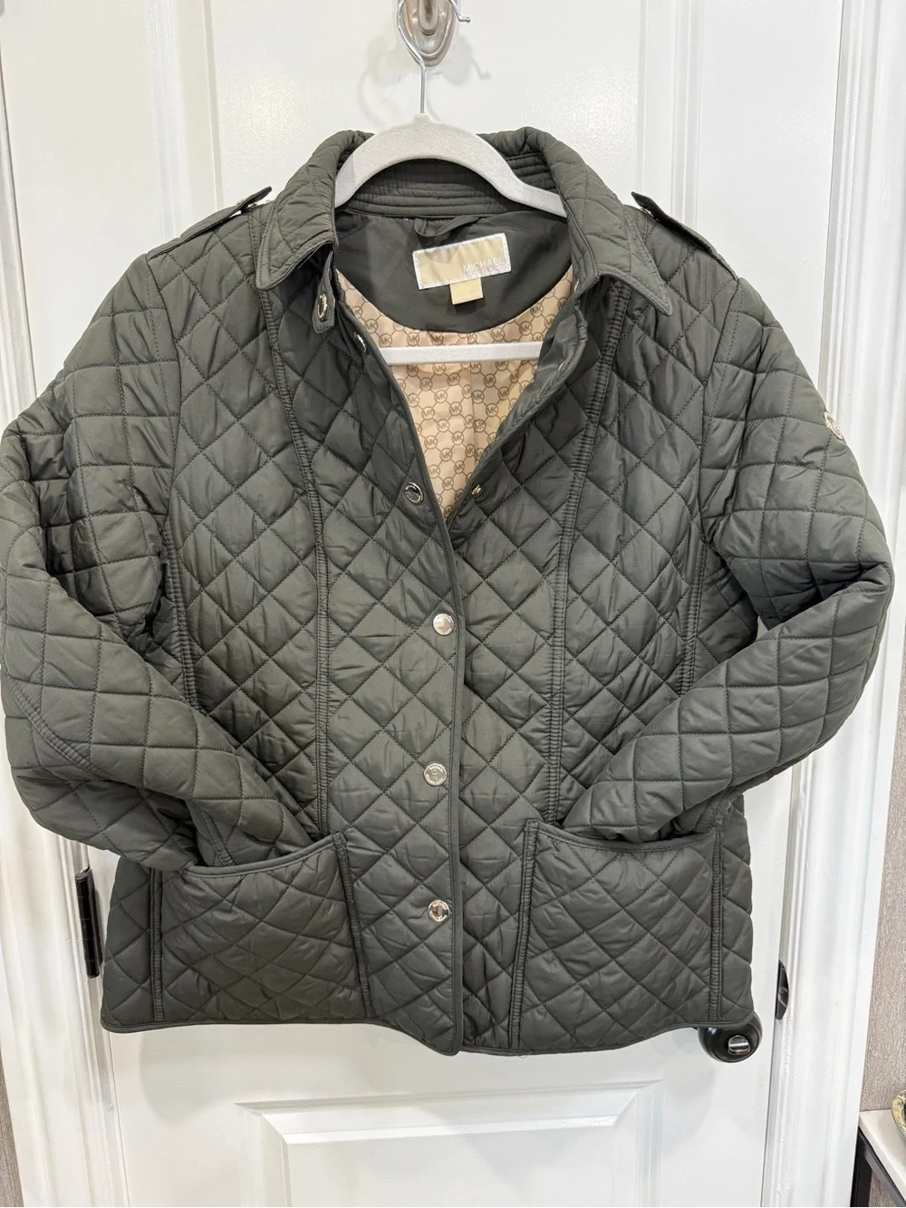 Women’s Michael Kors Quilted Olive Green Puffer Jacket